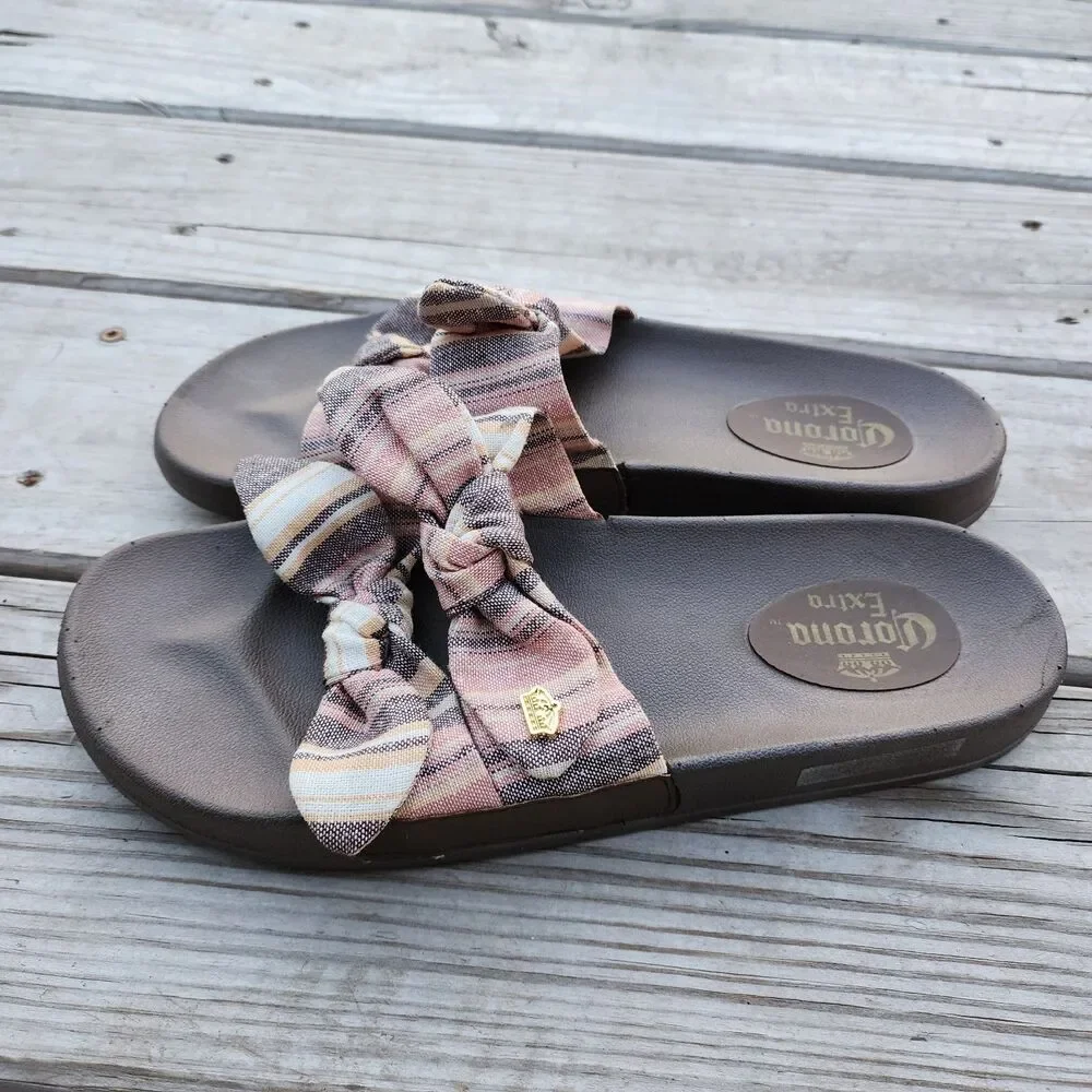 Corona Extra Womens Size 9-10 Sandals Flip Flops Slides Pink And Brown